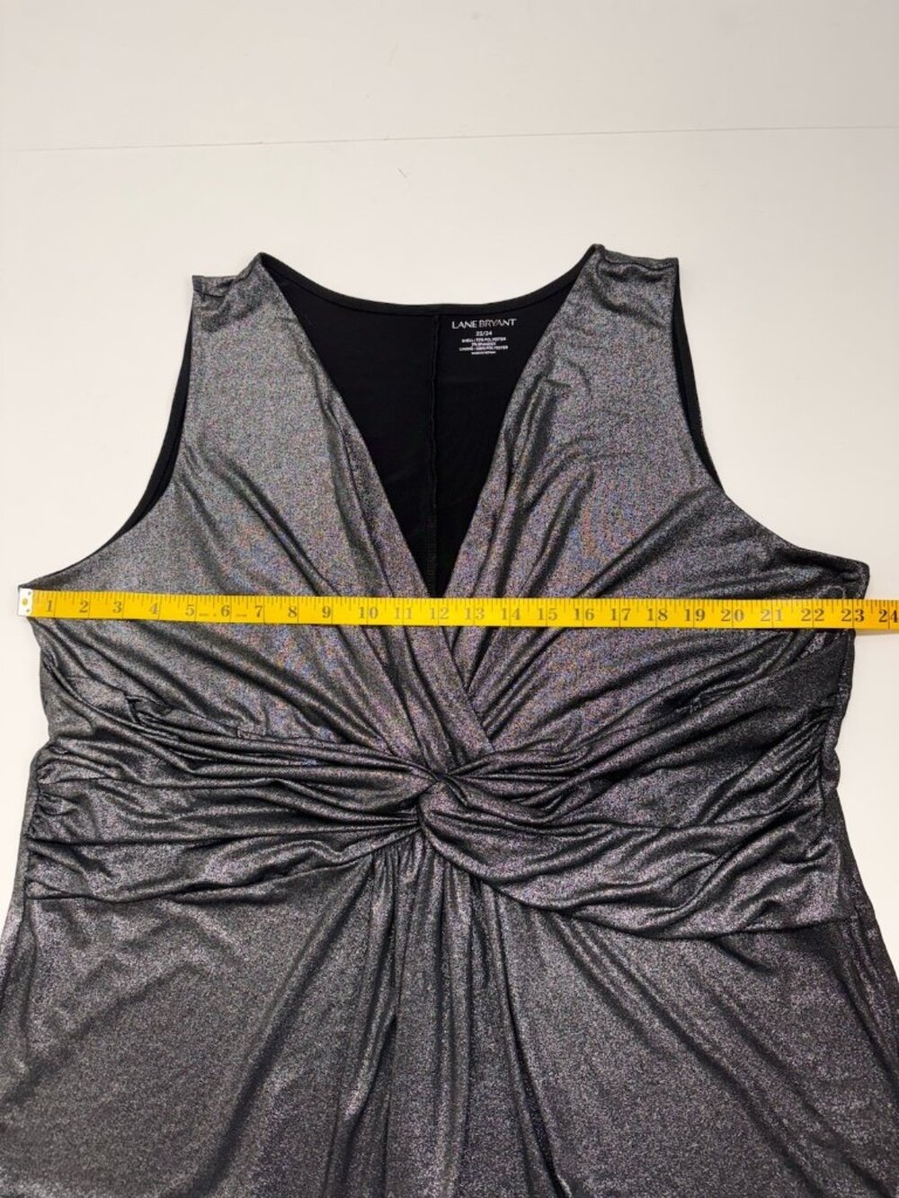 Lane Bryant Sleeveless Top Plus Size 3X Black Silver Metallic Twist Stretch - Picture 4 of 10